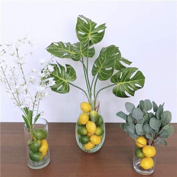 28 Pcs Fake Lemon Artificial Fruits Vivid Green and Yellow Lemon Mixed Set - Picture 5 of 8